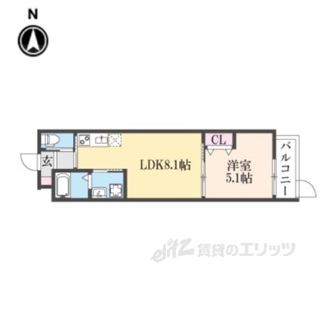 LEI椥辻(1LDK/3階)の間取り写真