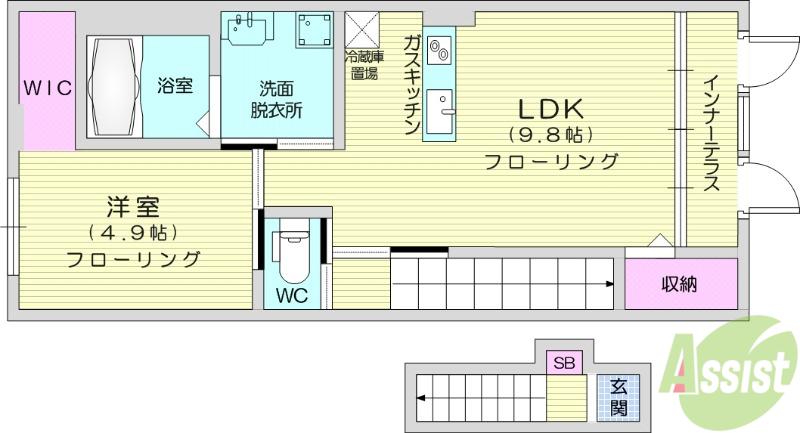 リバティコート H&MⅢ(1LDK/2階)の間取り写真