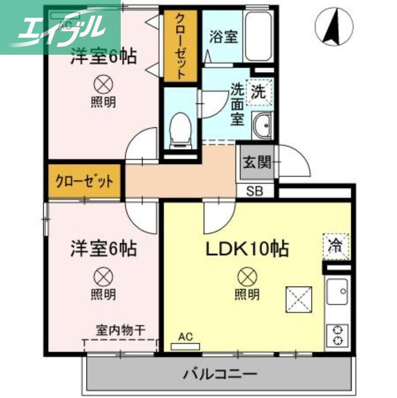 ラフィネ高柳(2LDK/1階)の間取り写真