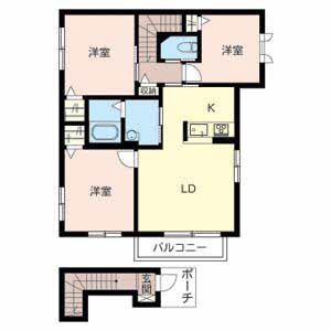 シャーメゾン高町(3LDK/2階)の間取り写真