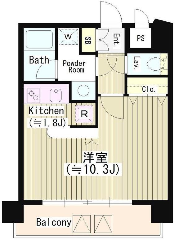 SUN恵比寿(1K/8階)の間取り写真