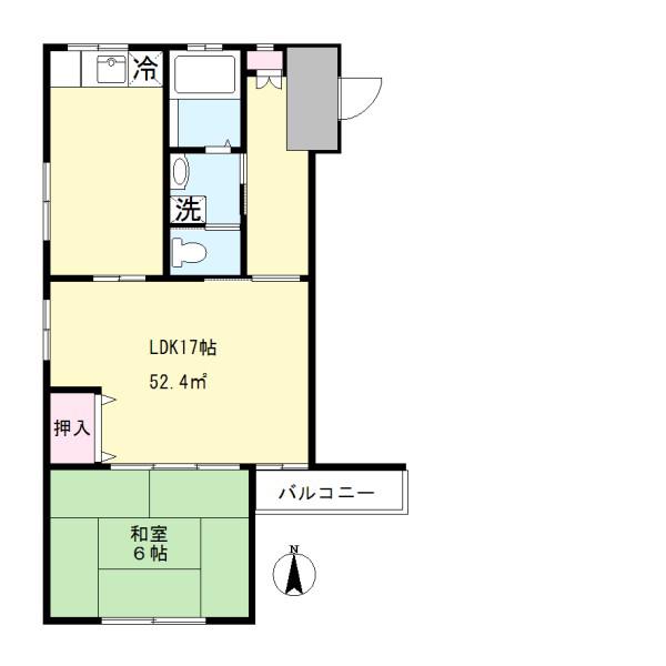相原マンション(1LDK/2階)の間取り写真