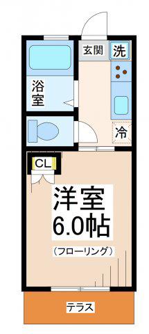 ルーブル仙川(1K/1階)の間取り写真