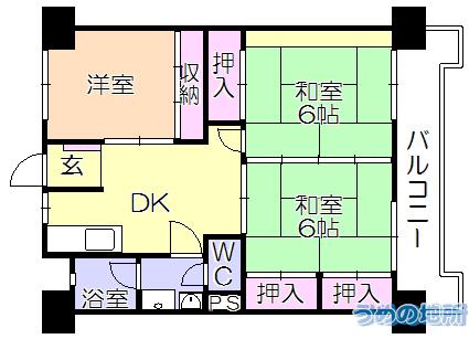 プレアール荒木(3DK/2階)の間取り写真