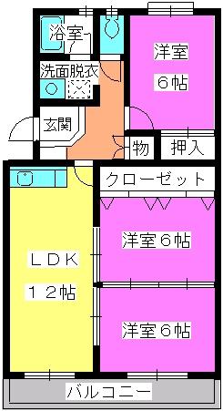 ロイヤルハウス天神(3LDK/2階)の間取り写真