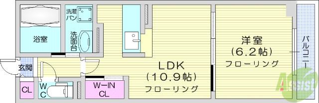 プロムナードⅣ(1LDK/2階)の間取り写真