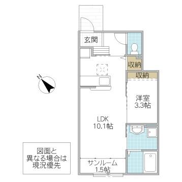 メルベイユ(1LDK/1階)の間取り写真