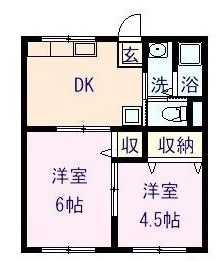 コーポ幸(2DK/1階)の間取り写真