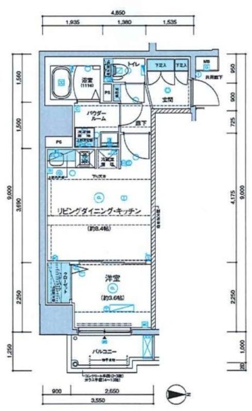 メインステージ大阪ノースGATEⅡ(1LDK/2階)の間取り写真