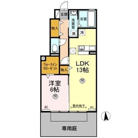 リビングタウン鵜沼 A(1LDK/1階)の間取り写真