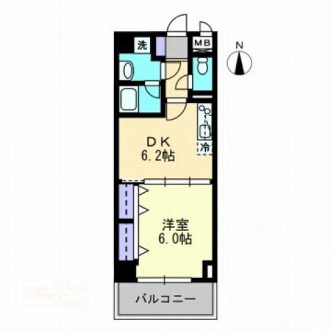ハアラン表町(1DK/4階)の間取り写真