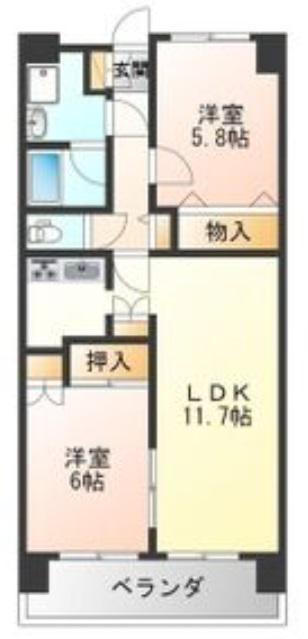 ザ・ミレニアムタワー(2LDK/4階)の間取り写真