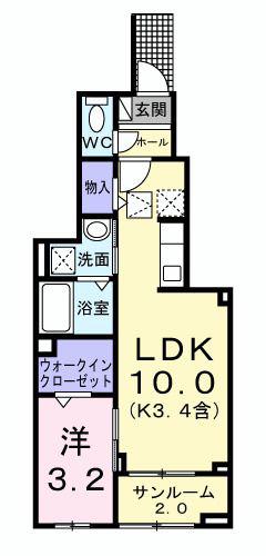 ルシアン(1LDK/1階)の間取り写真