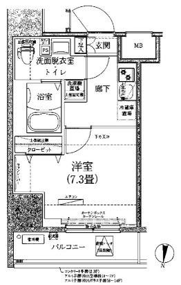 ルフレ深川イースト(1K/13階)の間取り写真