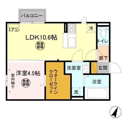 セジュール千波(1LDK/2階)の間取り写真
