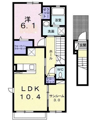 レジデンス大門(1LDK/2階)の間取り写真