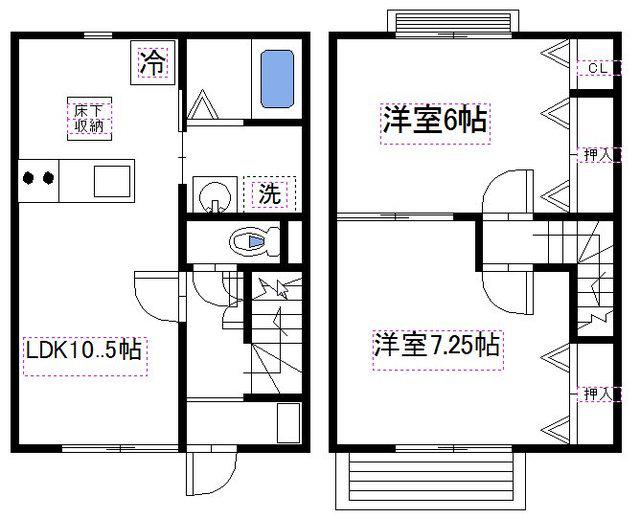 REVOIR B(2LDK/2階)の間取り写真