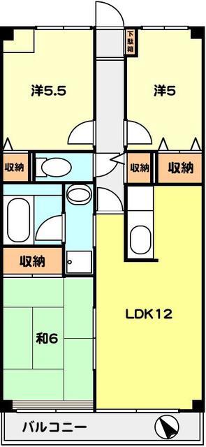 T-NET エトワール片山A(3LDK/2階)の間取り写真