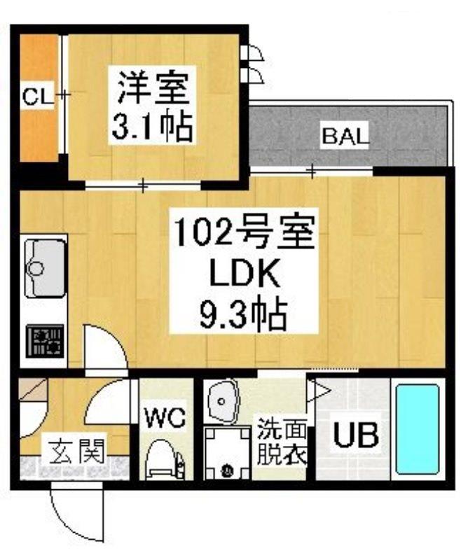 グランティック和(1LDK/1階)の間取り写真