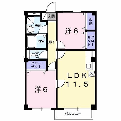 プラザワイズ(2LDK/2階)の間取り写真