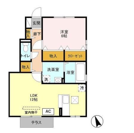 小田急小田原線 本厚木駅 バス乗車時間:39分 最寄りバス停で下車 徒歩7分 2階建 築17年(1LDK/1階)の間取り写真