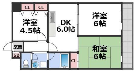 サンリッツ巽(3DK/5階)の間取り写真