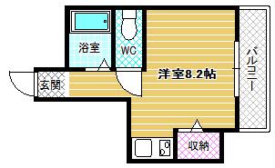 ヴィバーチェ(ワンルーム/2階)の間取り写真