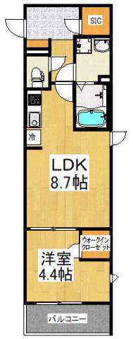 リブリ・東村山(1LDK/2階)の間取り写真