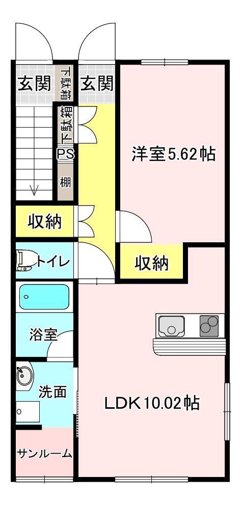 安達太良(1LDK/1階)の間取り写真