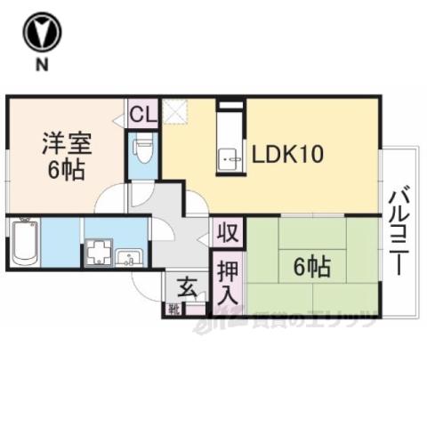 フォレストハイツ富堂町B棟(2LDK/2階)の間取り写真