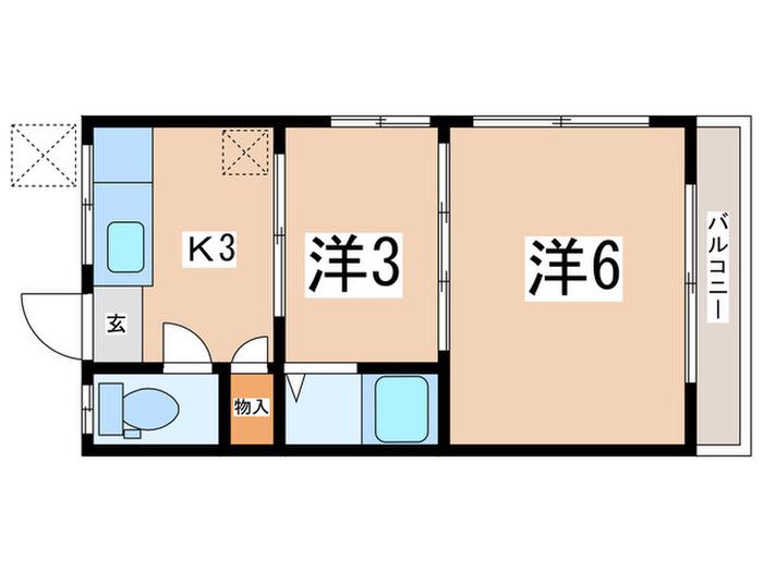 いつみ荘(2K/1階)の間取り写真