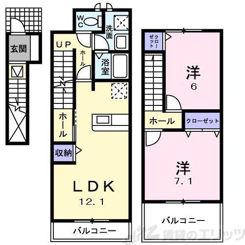 ラフレシール(2LDK/2階)の間取り写真