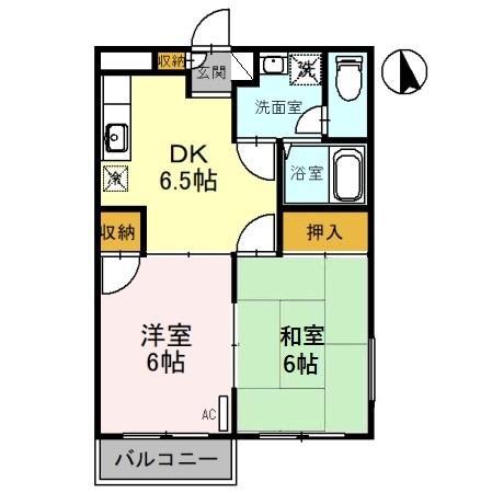 プリエールY(2DK/2階)の間取り写真
