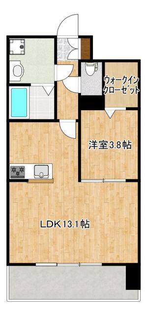クロノス40新町III(1LDK/2階)の間取り写真