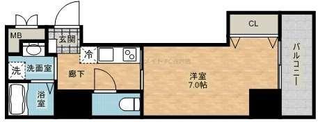 レジデンス心斎橋(1K/10階)の間取り写真