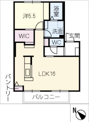 ヴィラアイリス(1LDK/1階)の間取り写真