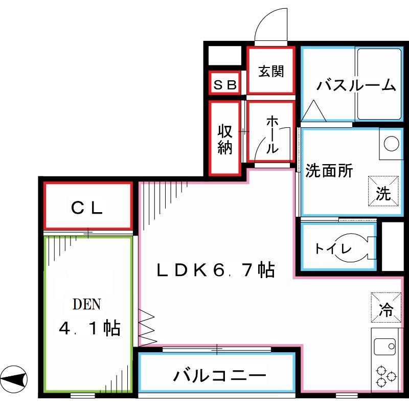 メゾンプリムヴェール(1SK/2階)の間取り写真