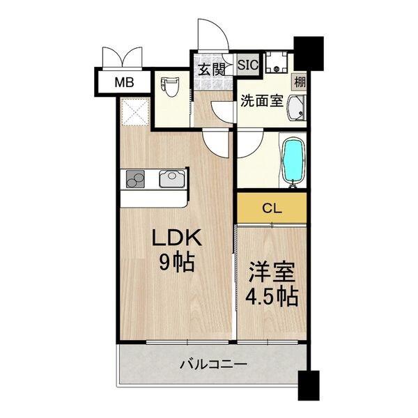 プレジオ緑地公園(1LDK/5階)の間取り写真