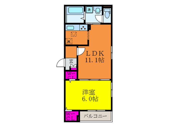 サザンクロス サウス(1LDK/2階)の間取り写真
