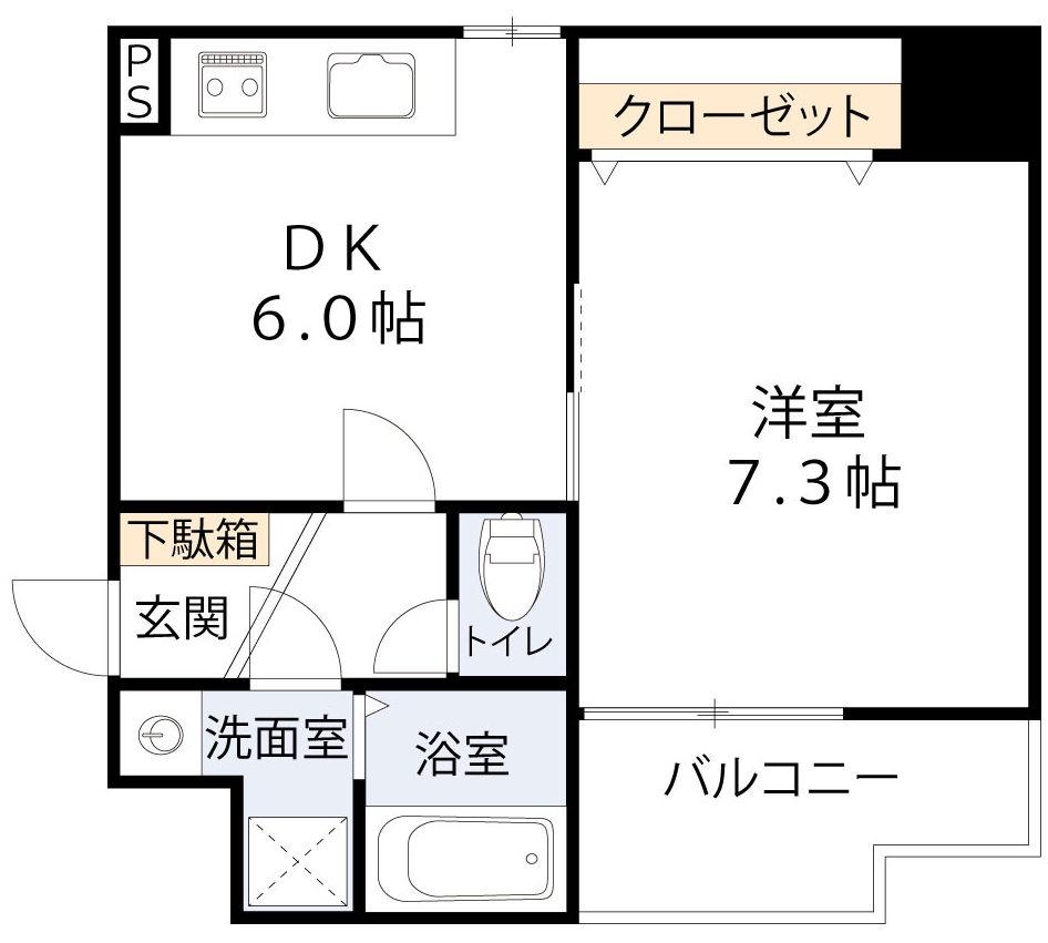 RSQUARE東天満(1DK/9階)の間取り写真