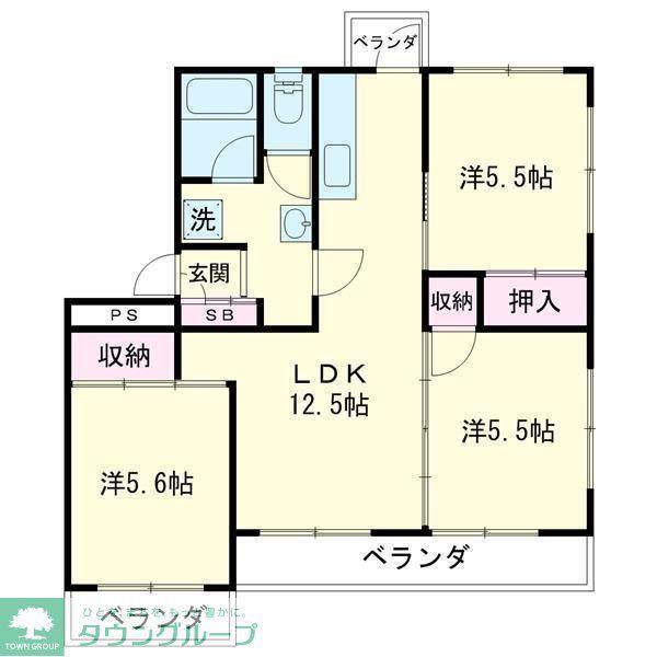 サンハイツ高井(3LDK/2階)の間取り写真