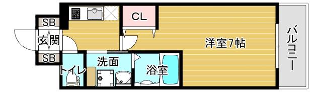 ジュネーゼみなと弁天町(1K/6階)の間取り写真