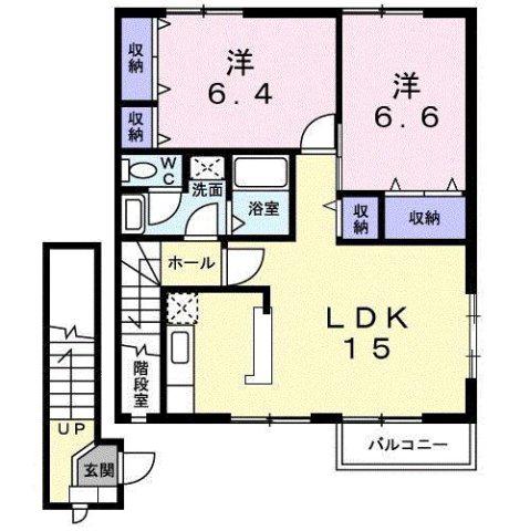 アルカディアC(2LDK/2階)の間取り写真