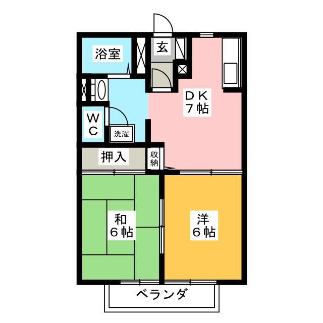 ジーライズ室本町B棟(2DK/2階)の間取り写真
