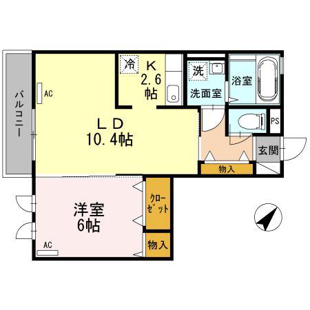 BEAVERDAM赤堤(1LDK/3階)の間取り写真