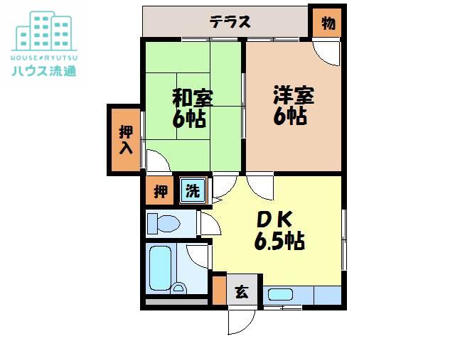スプリングヒルズ(2DK/1階)の間取り写真