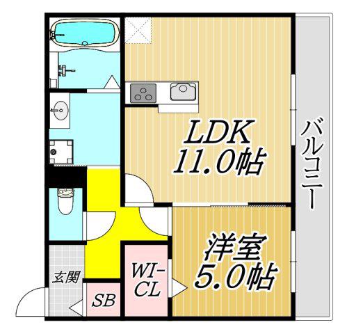 YOUR MAISON若王寺(1LDK/3階)の間取り写真