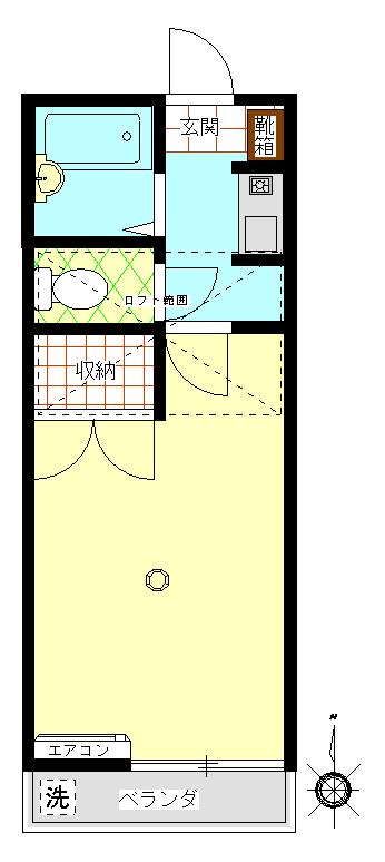 アルファ11(1K/2階)の間取り写真