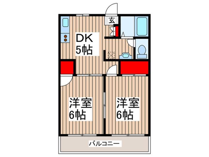 メゾンかしわ(2DK/1階)の間取り写真