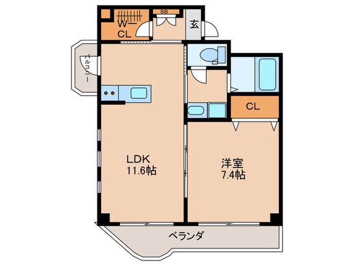 メゾンKA(1LDK/3階)の間取り写真